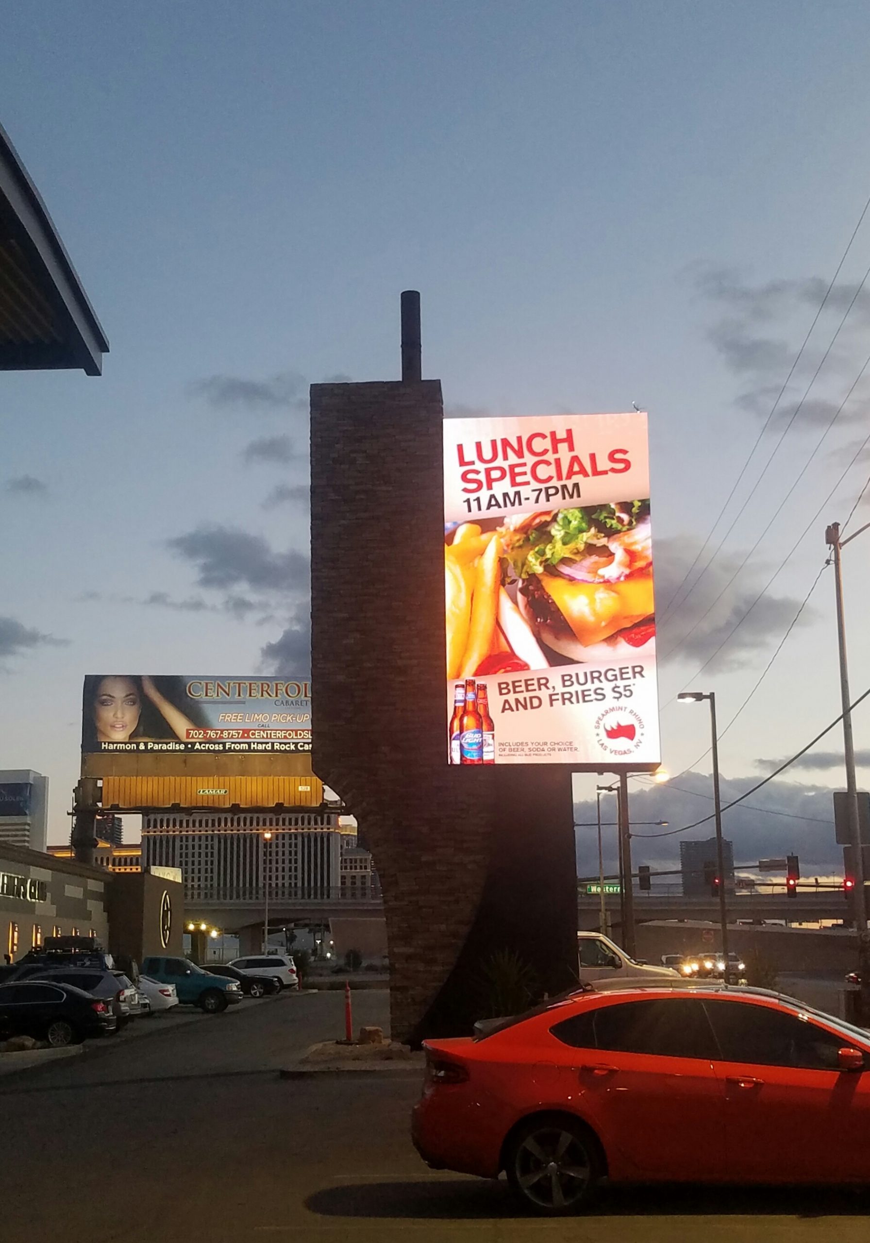 Outdoor LED sign at Spearmint Rhino, Las Vegas, Nevada