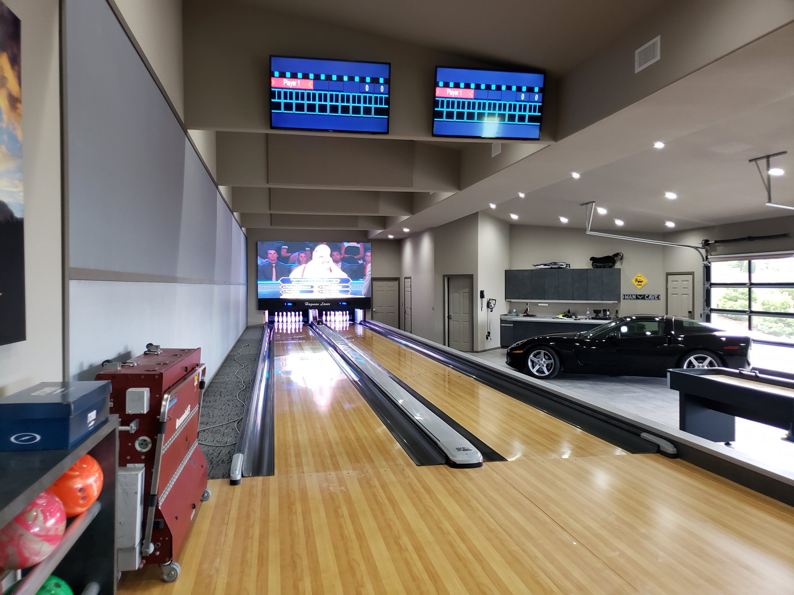 HoloDeck LED video wall in a residential home theater and bowling alley, Seattle, Washington