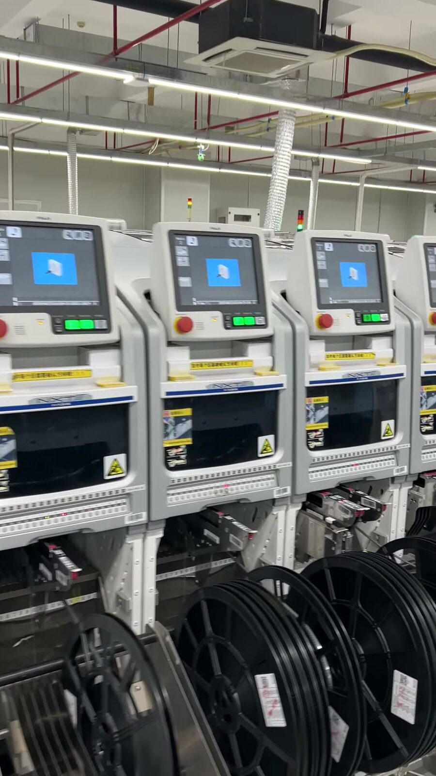 Component reels loaded into placement machines