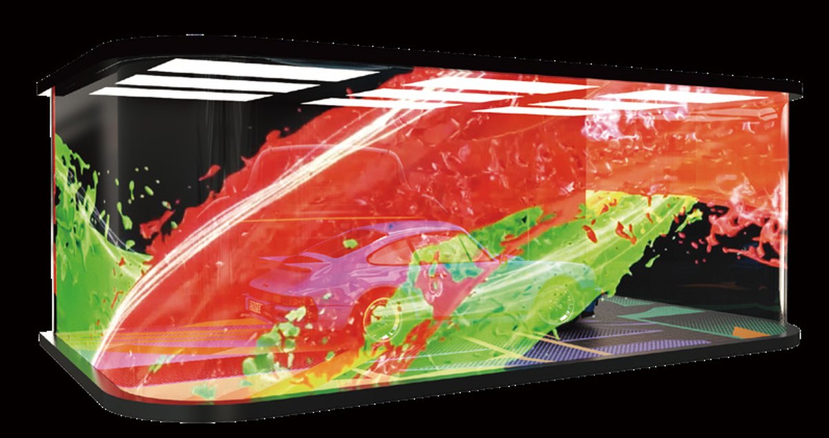 HoloFilm running colour content across a large curved transparent surface