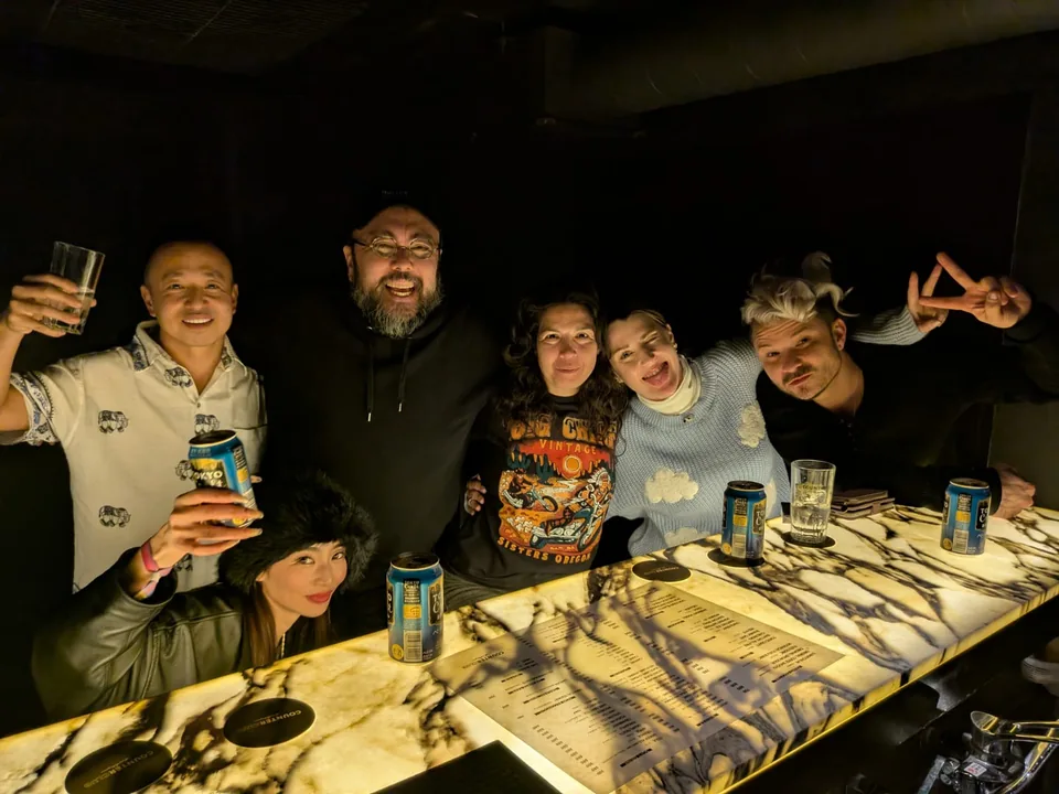 Friends at a late-night gathering