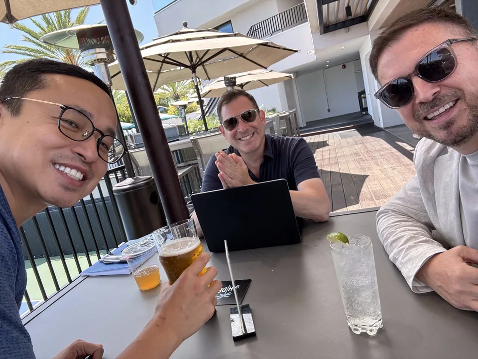 Friends on a patio