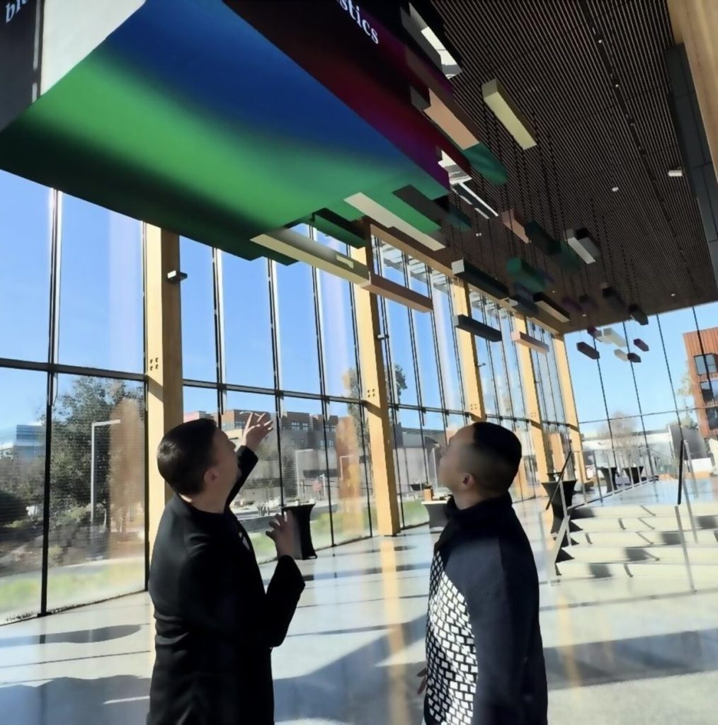 HOLODECK LED ceiling cube display at Microsoft Campus Silicon Valley