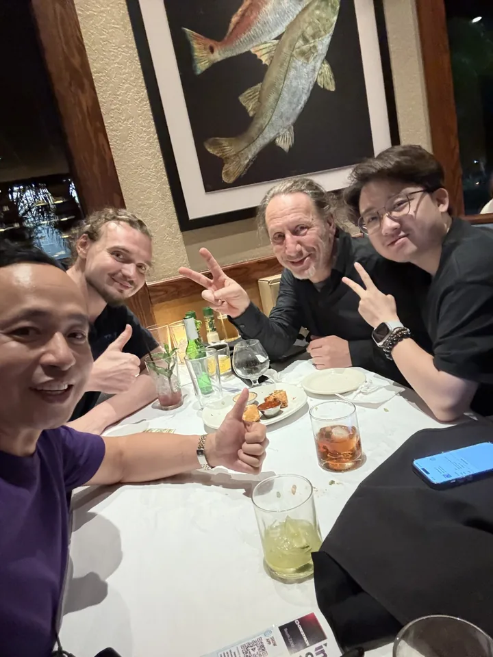 Friends around a dinner table
